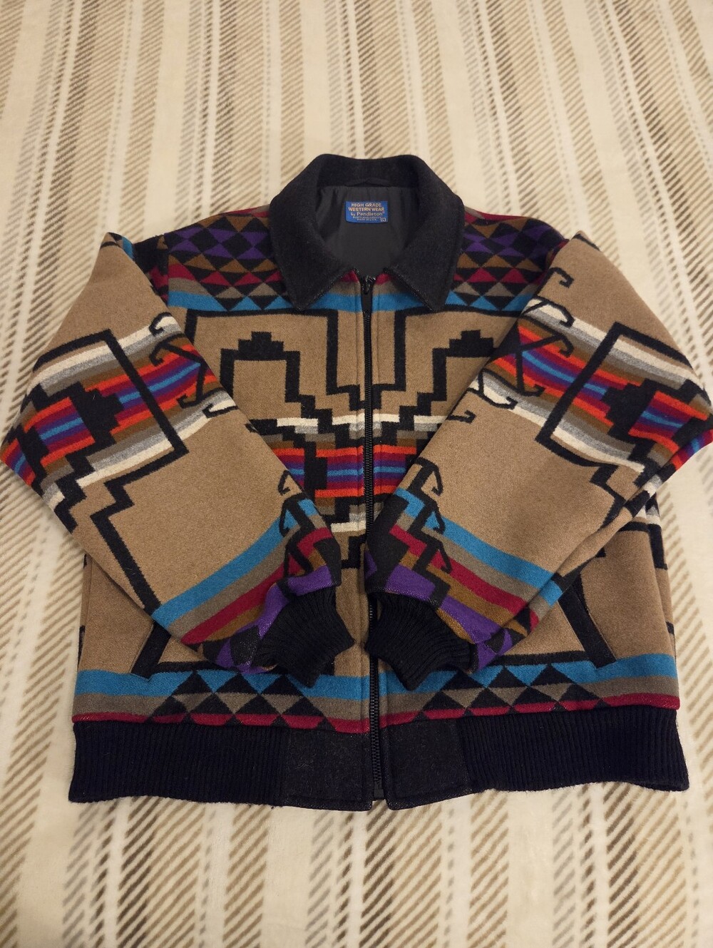 Vintage 1980s Pendleton "High Grade Western Wear" Wool Bomber Jacket Size XL